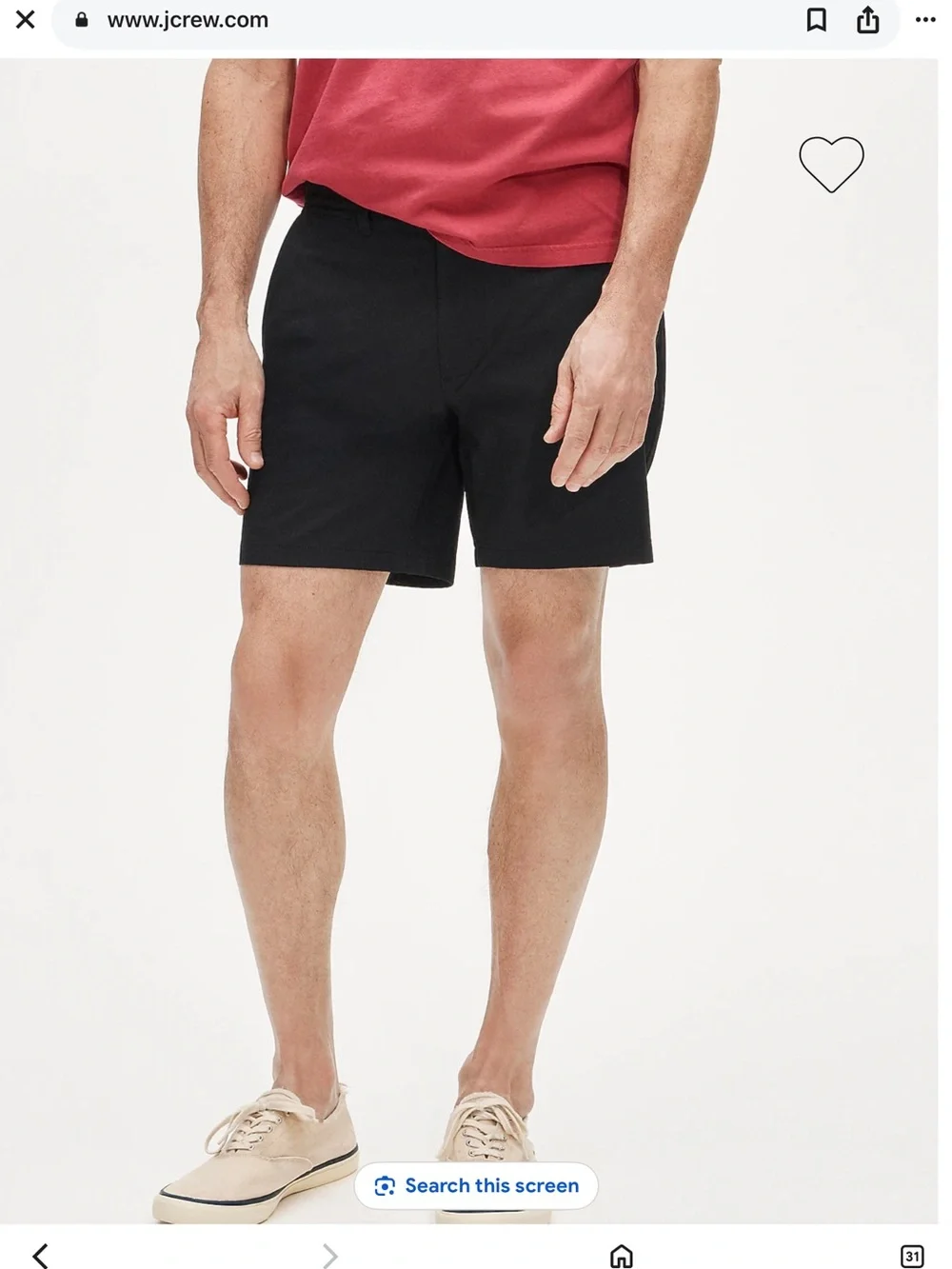 J. Crew Men’s Black Flat Front Chino Shorts 9” tech NWOT Sz 32 stretch travel